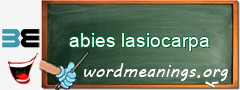 WordMeaning blackboard for abies lasiocarpa